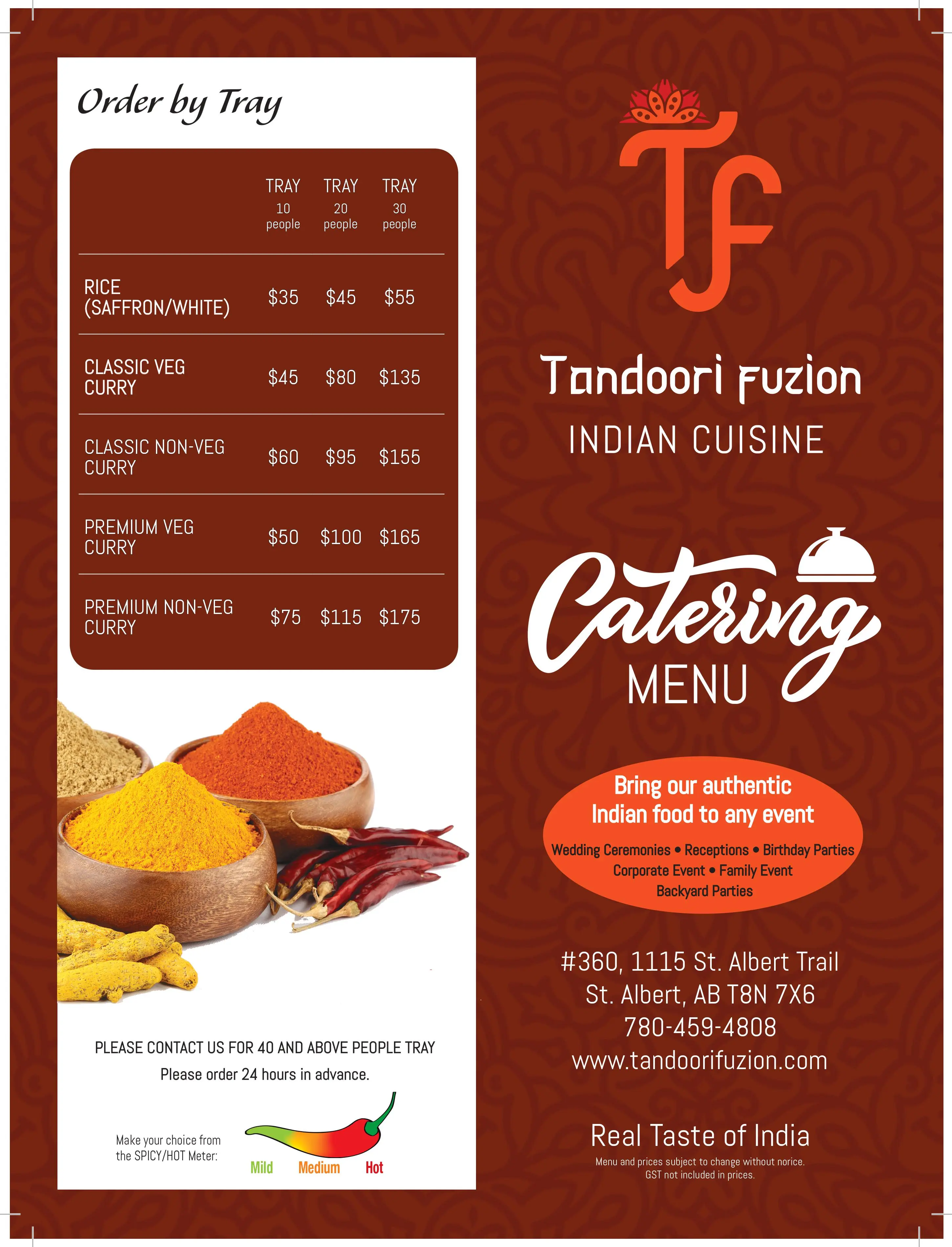 Catering at Tandoori Fuzion